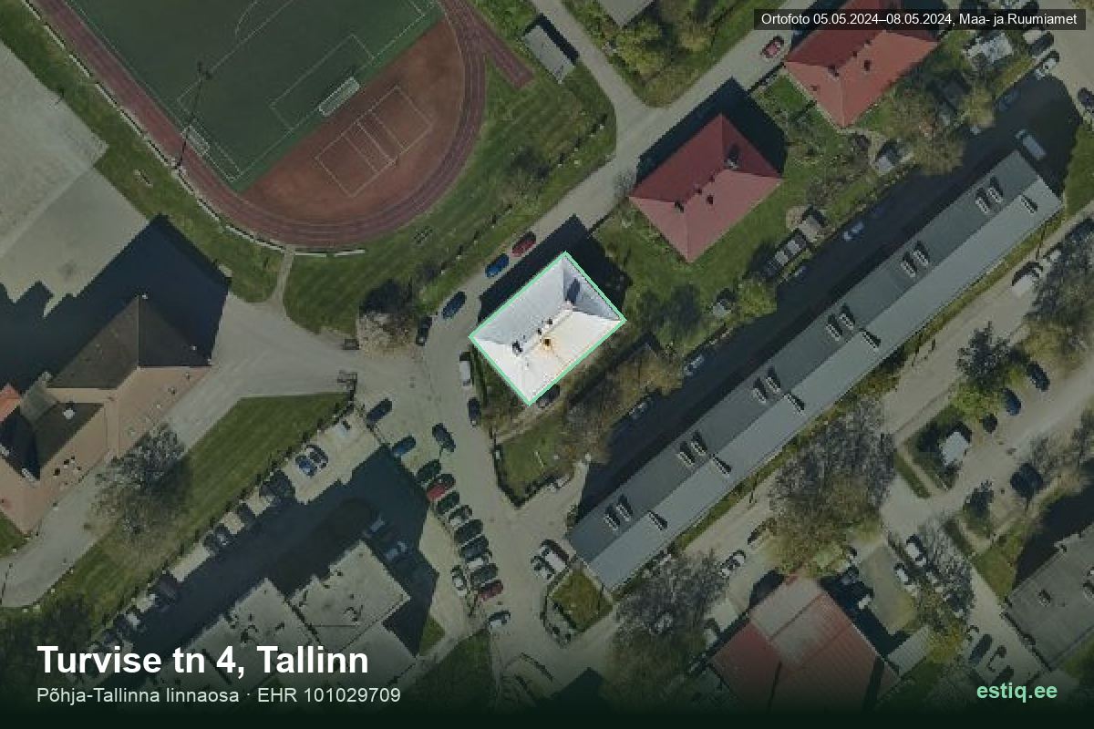 Turvise tänav 4, Tallinn – hoone aerofoto, kontuur ehitisregistri (EHR) andmetest