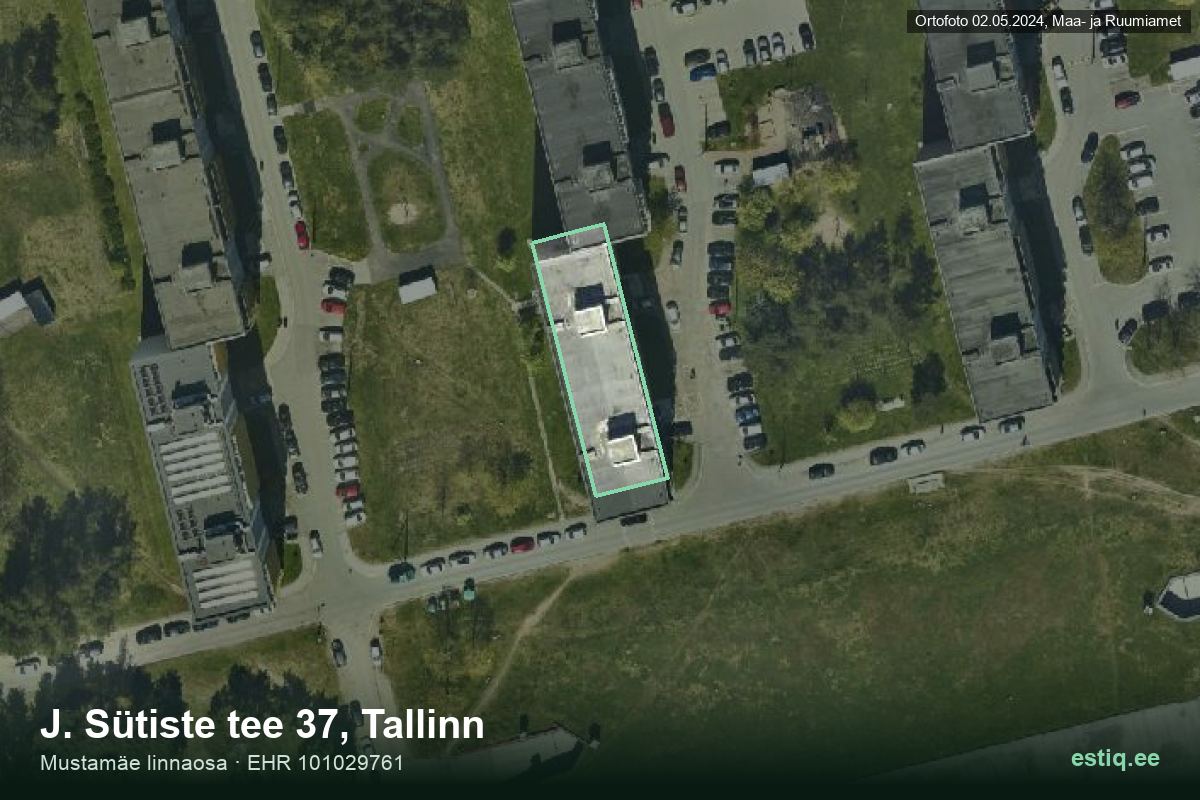 J. Sütiste tee 37, Tallinn – hoone aerofoto, kontuur ehitisregistri (EHR) andmetest