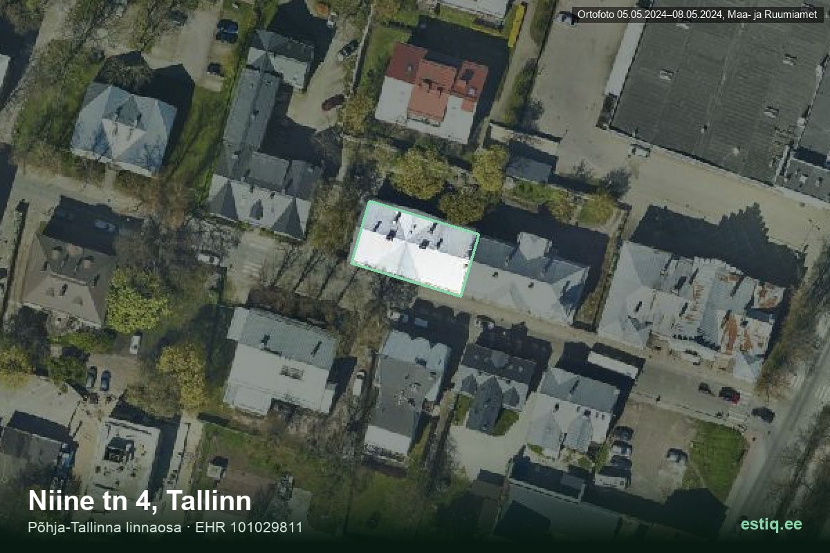 Niine tänav 4, Tallinn – hoone aerofoto, kontuur ehitisregistri (EHR) andmetest
