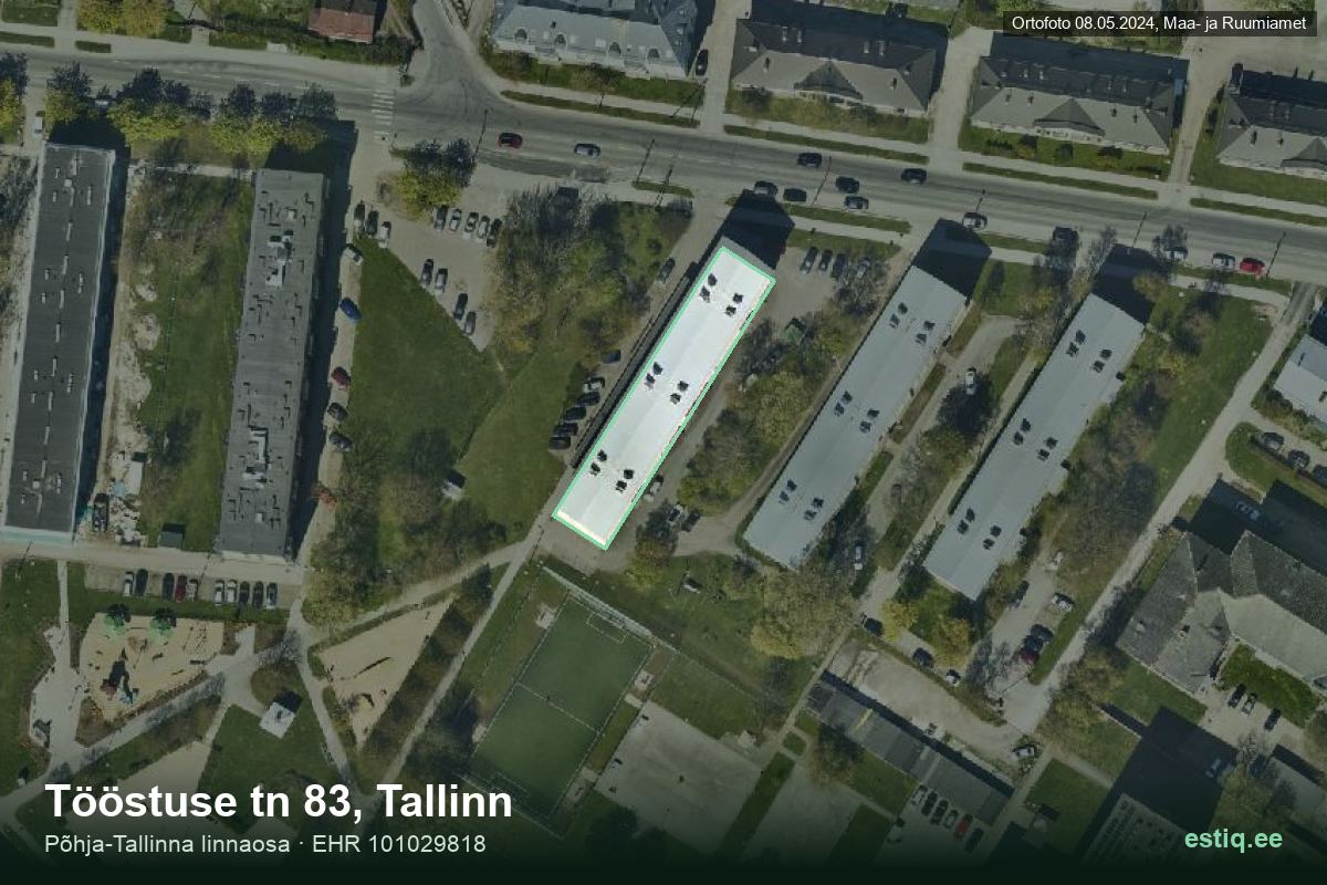 Tööstuse tänav 83, Tallinn – hoone aerofoto, kontuur ehitisregistri (EHR) andmetest