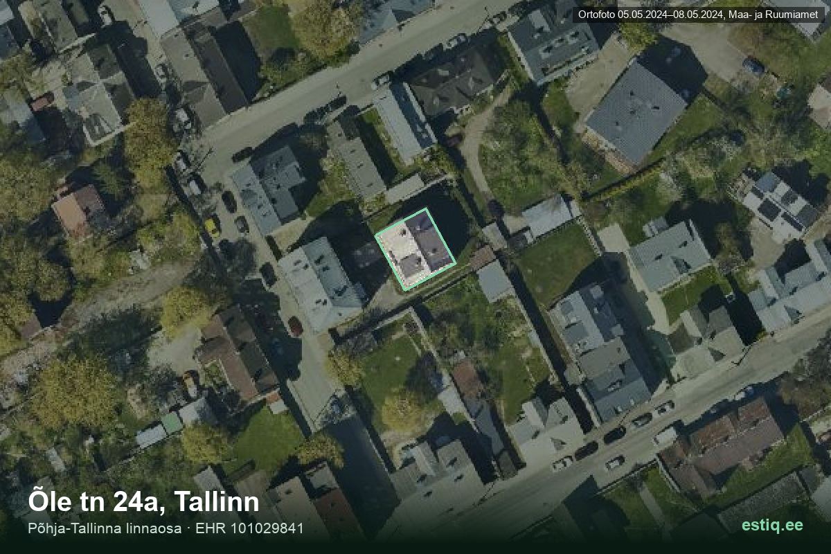 Õle tänav 24a, Tallinn – hoone aerofoto, kontuur ehitisregistri (EHR) andmetest