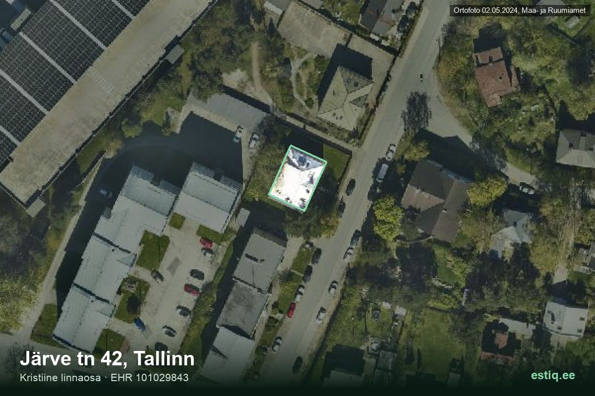 Järve tänav 42, Tallinn – hoone aerofoto, kontuur ehitisregistri (EHR) andmetest
