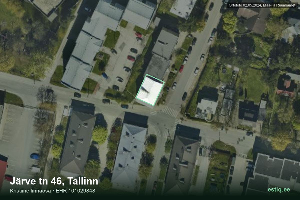 Järve tänav 46, Tallinn – hoone aerofoto, kontuur ehitisregistri (EHR) andmetest