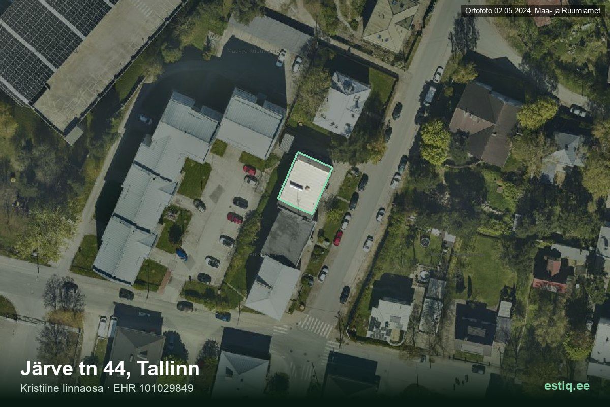 Järve tänav 44, Tallinn – aerial photo of the building, outline from the Building Register (EHR)