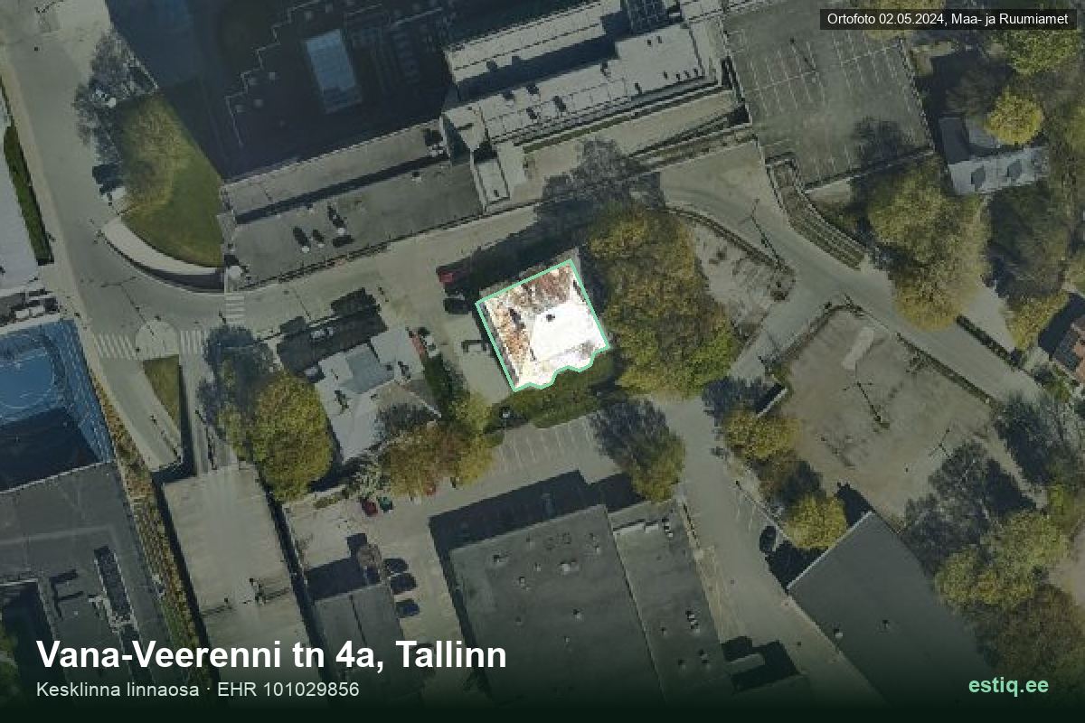 Vana-Veerenni tänav 4a, Tallinn – aerial photo of the building, outline from the Building Register (EHR)