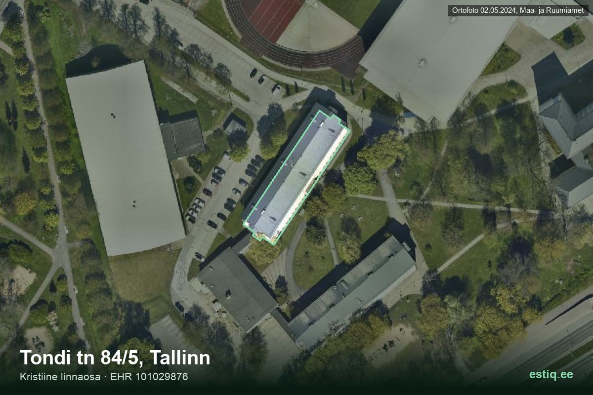 Tondi tänav 84/5, Tallinn – hoone aerofoto, kontuur ehitisregistri (EHR) andmetest