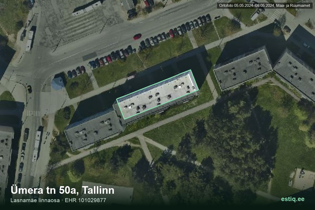 Ümera tänav 50a, Tallinn – hoone aerofoto, kontuur ehitisregistri (EHR) andmetest