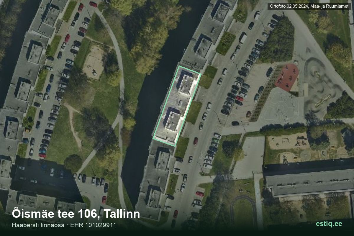 Õismäe tee 106, Tallinn – hoone aerofoto, kontuur ehitisregistri (EHR) andmetest