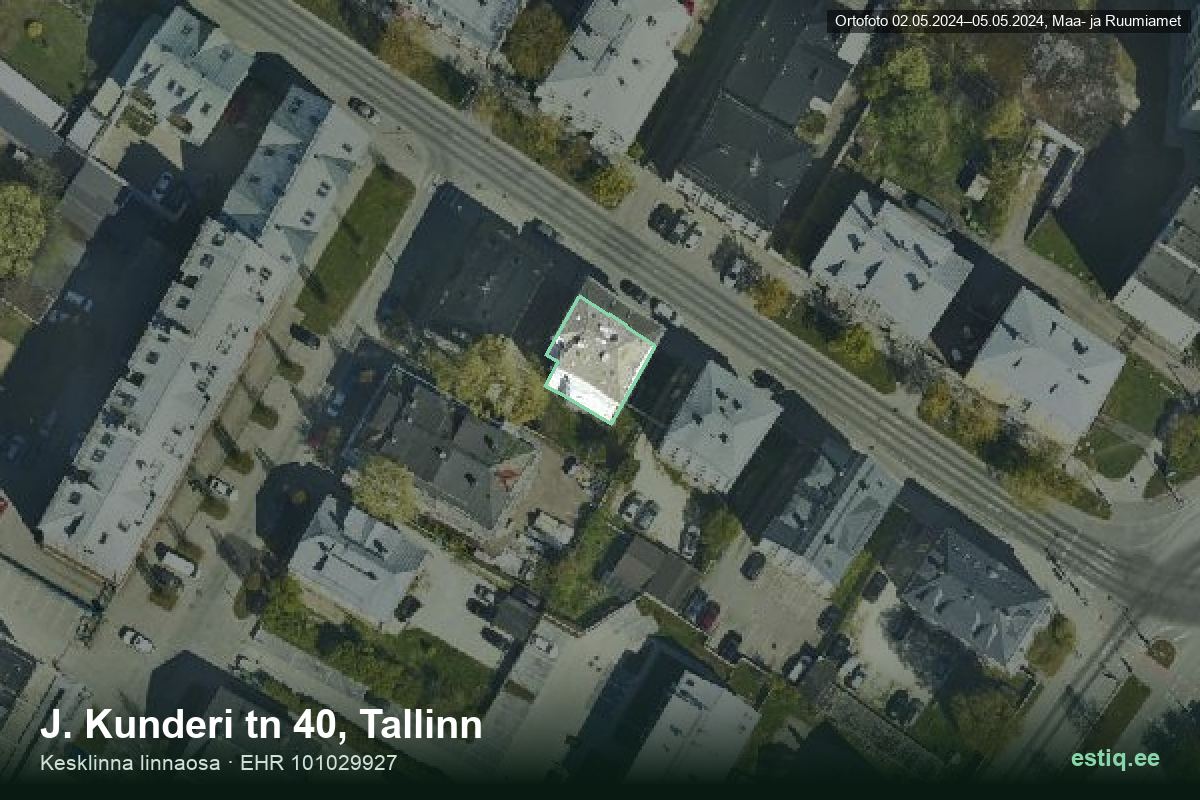 J. Kunderi tänav 40, Tallinn – hoone aerofoto, kontuur ehitisregistri (EHR) andmetest