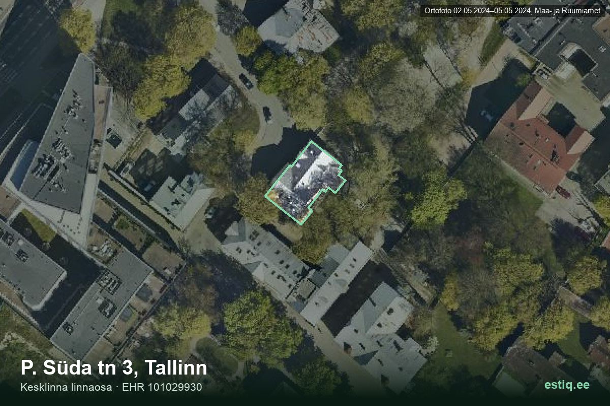 P. Süda tänav 3, Tallinn – aerial photo of the building, outline from the Building Register (EHR)