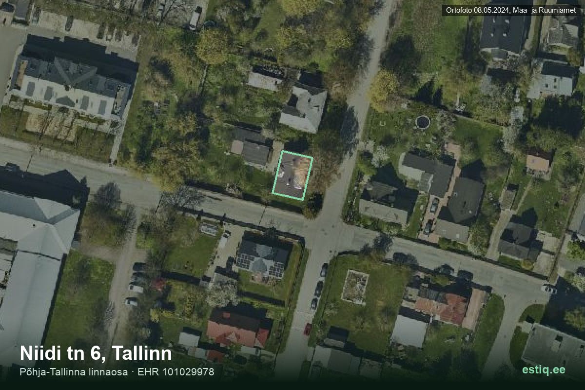 Niidi tänav 6, Tallinn – hoone aerofoto, kontuur ehitisregistri (EHR) andmetest