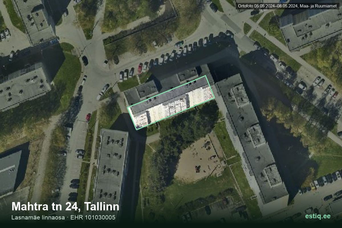 Mahtra tänav 24, Tallinn – hoone aerofoto, kontuur ehitisregistri (EHR) andmetest