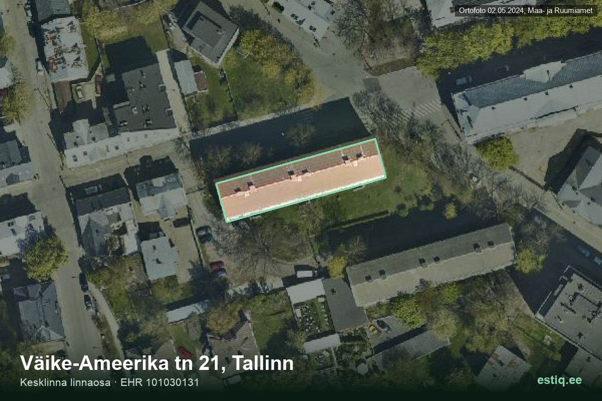Väike-Ameerika tänav 21, Tallinn – aerial photo of the building, outline from the Building Register (EHR)