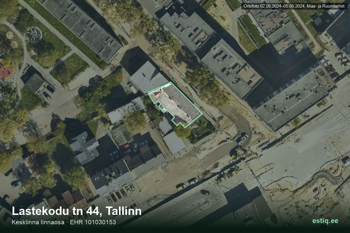 Lastekodu tänav 44, Tallinn – aerial photo of the building, outline from the Building Register (EHR)