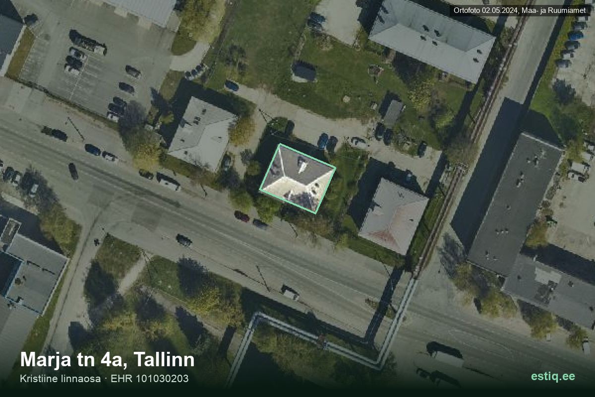 Marja tänav 4a, Tallinn – aerial photo of the building, outline from the Building Register (EHR)