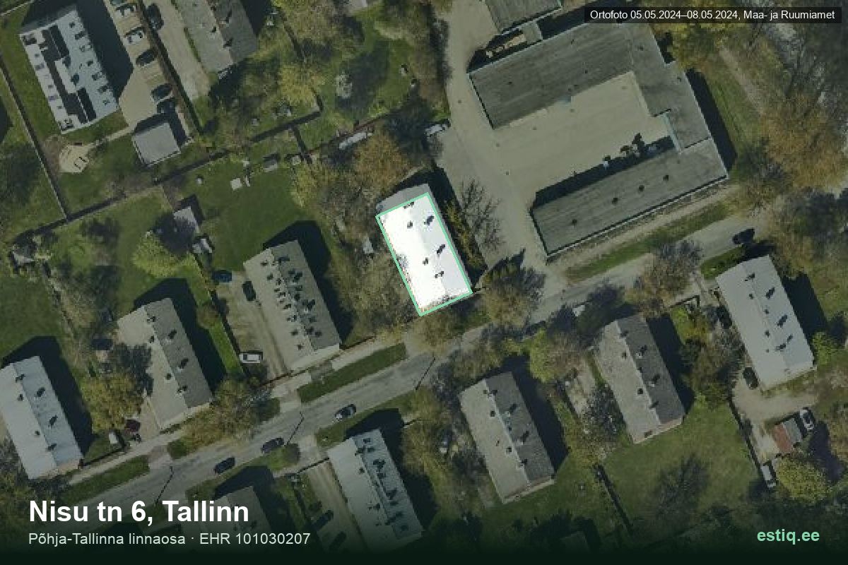 Nisu tänav 6, Tallinn – hoone aerofoto, kontuur ehitisregistri (EHR) andmetest