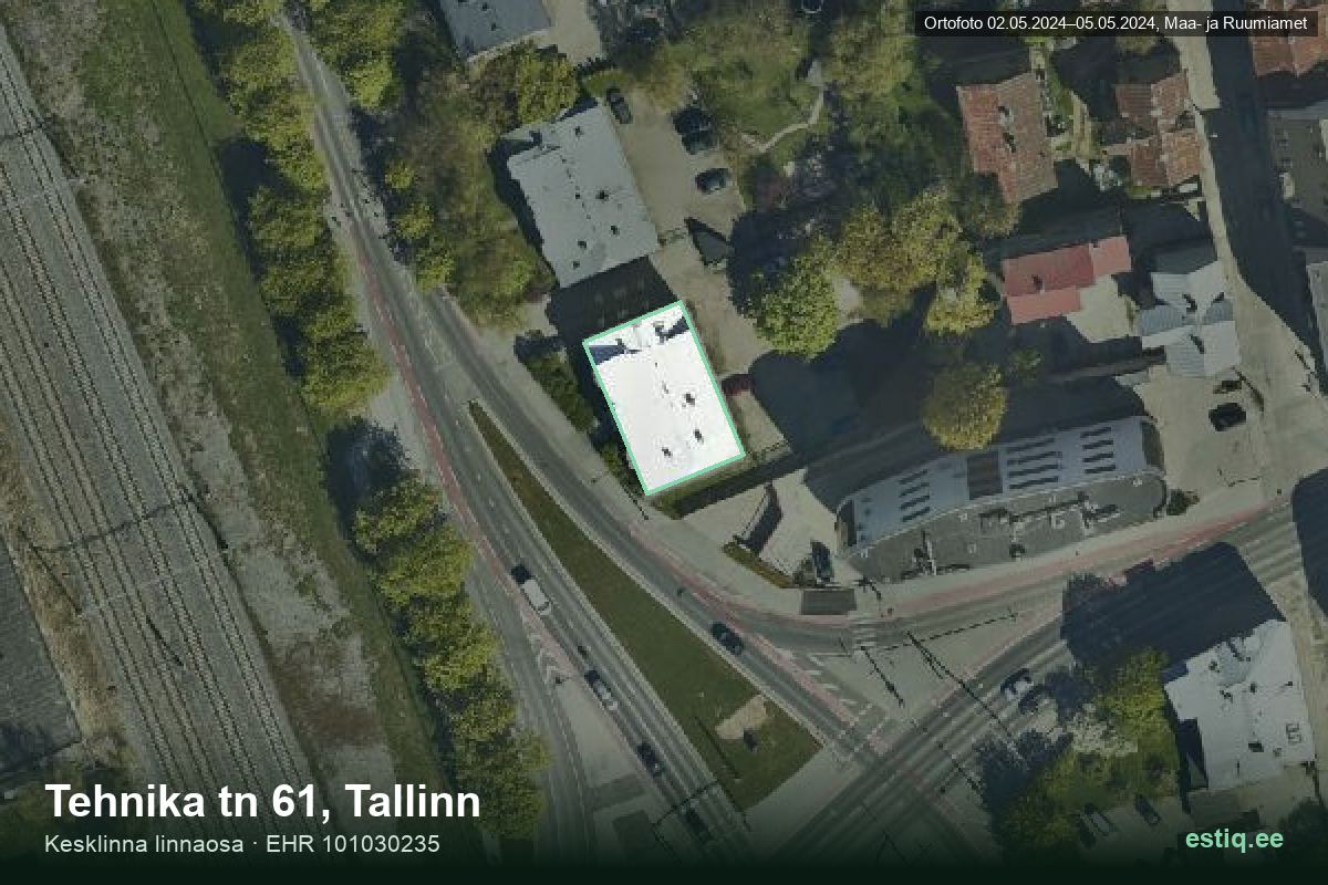 Tehnika tänav 61, Tallinn – ilmakuva rakennuksesta, ääriviiva rakennusrekisteristä (EHR)