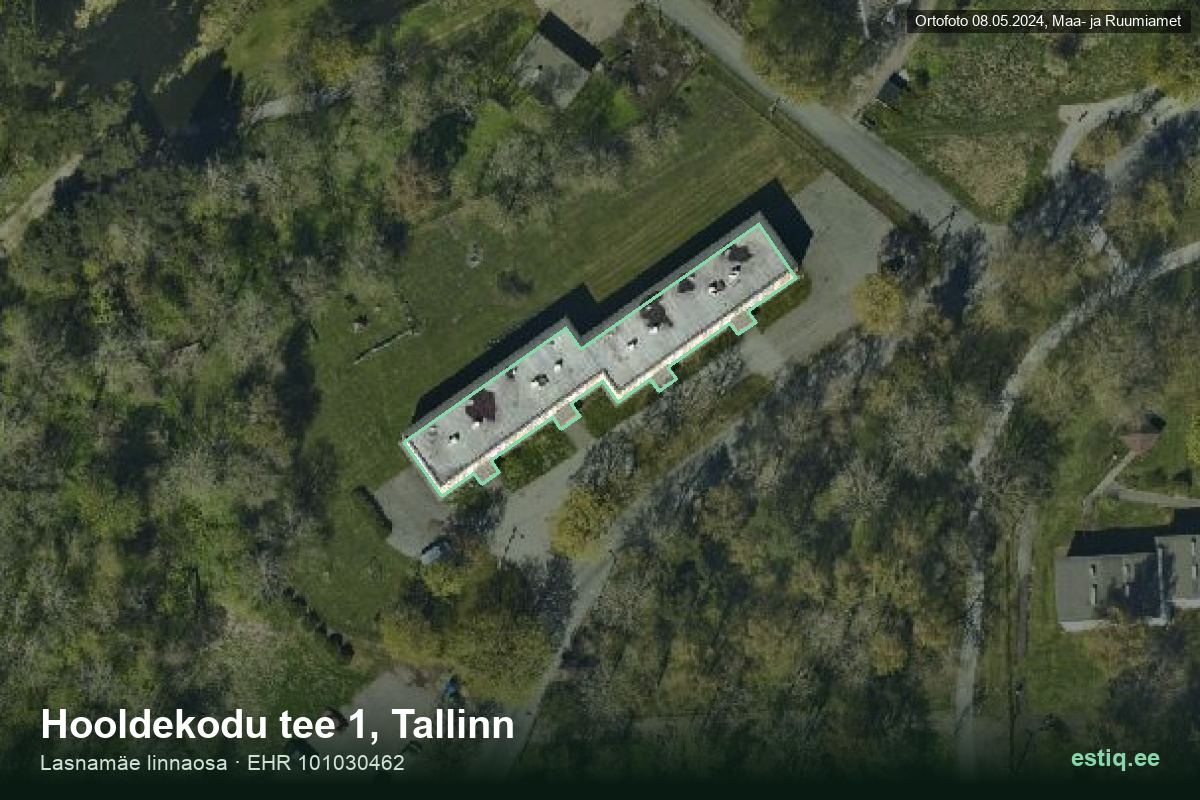 Hooldekodu tee 1, Tallinn – ilmakuva rakennuksesta, ääriviiva rakennusrekisteristä (EHR)