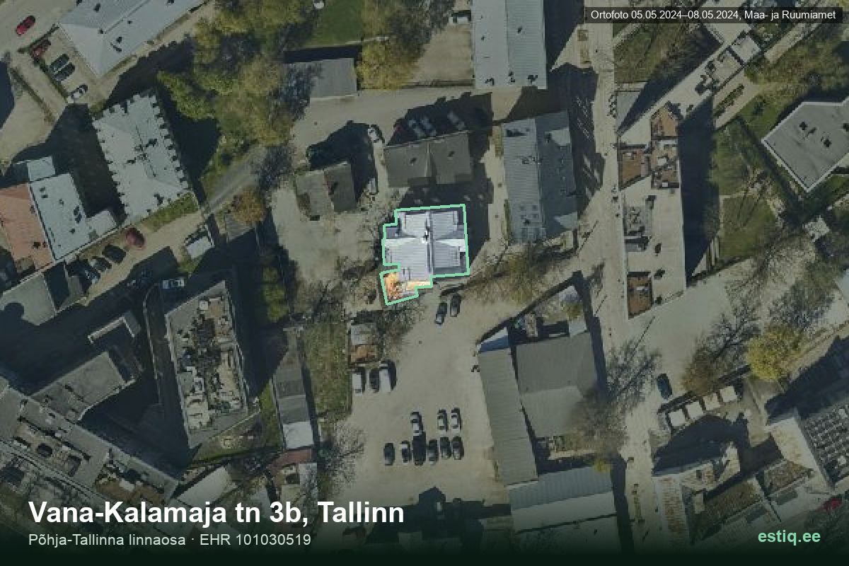 Vana-Kalamaja tänav 3b, Tallinn – hoone aerofoto, kontuur ehitisregistri (EHR) andmetest
