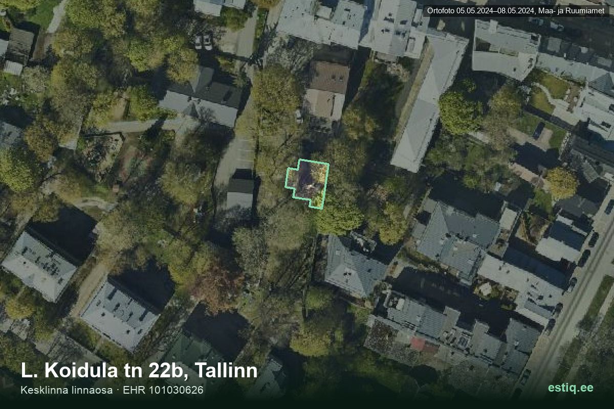 L. Koidula tänav 22b, Tallinn – ilmakuva rakennuksesta, ääriviiva rakennusrekisteristä (EHR)