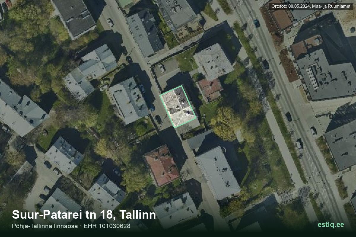 Suur-Patarei tänav 18, Tallinn – aerial photo of the building, outline from the Building Register (EHR)