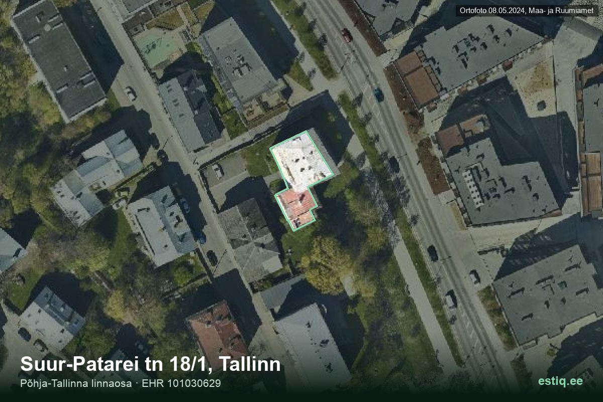 Suur-Patarei tänav 18/1, Tallinn – aerial photo of the building, outline from the Building Register (EHR)