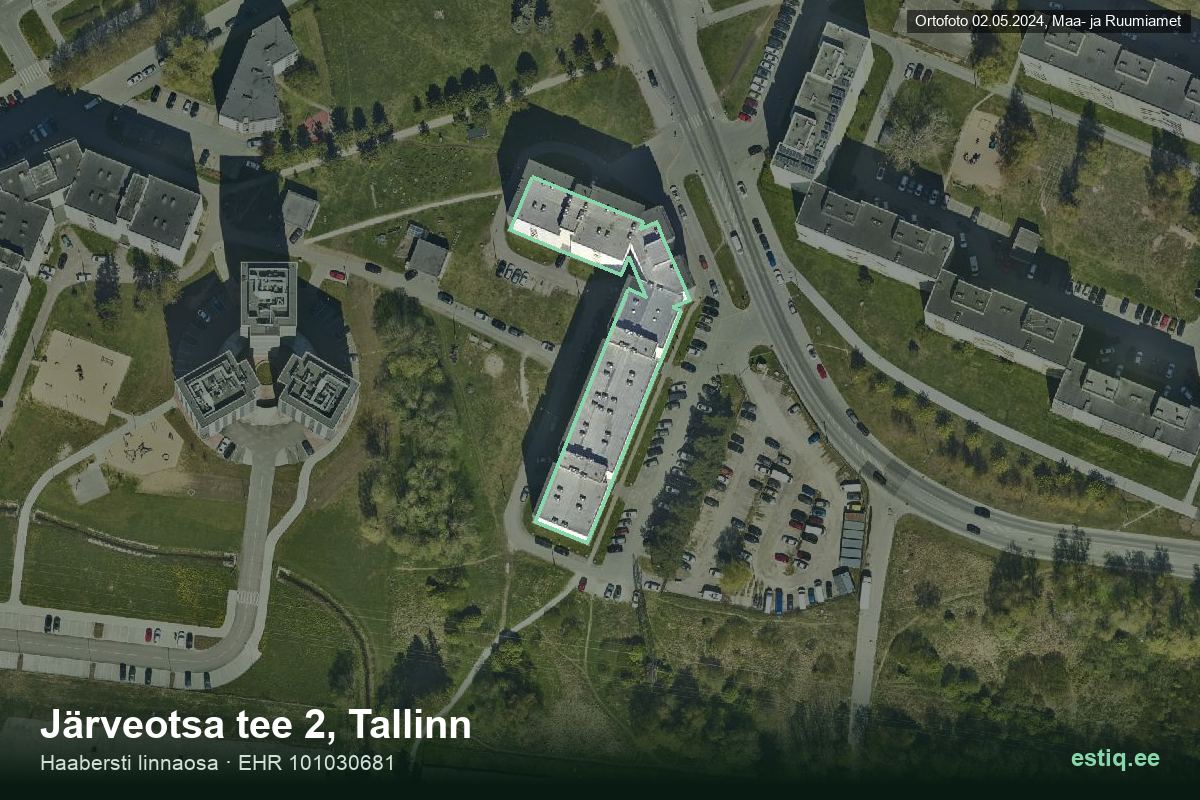 Järveotsa tee 2, Tallinn – hoone aerofoto, kontuur ehitisregistri (EHR) andmetest