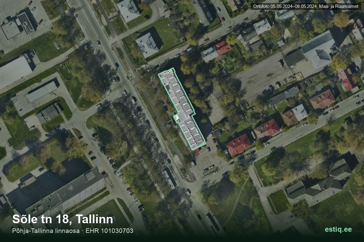 Sõle tänav 18, Tallinn – hoone aerofoto, kontuur ehitisregistri (EHR) andmetest