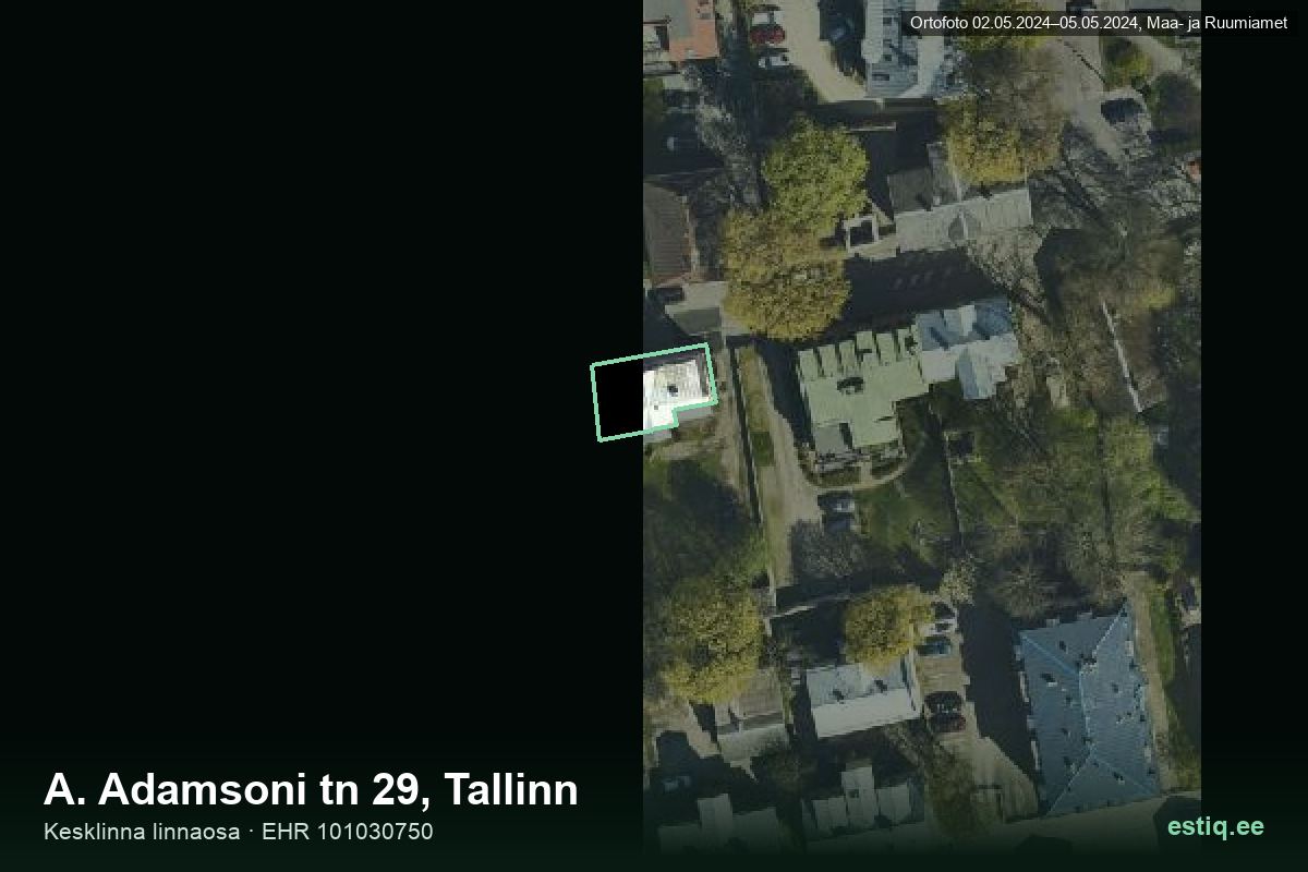 A. Adamsoni tänav 29, Tallinn – aerial photo of the building, outline from the Building Register (EHR)