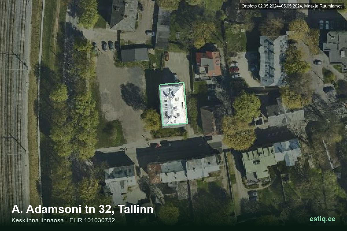 A. Adamsoni tänav 32, Tallinn – аэрофото дома, контур по данным регистра строений (EHR)