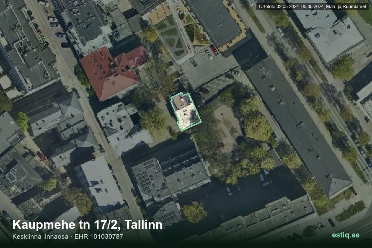 Kaupmehe tänav 17/2, Tallinn – hoone aerofoto, kontuur ehitisregistri (EHR) andmetest