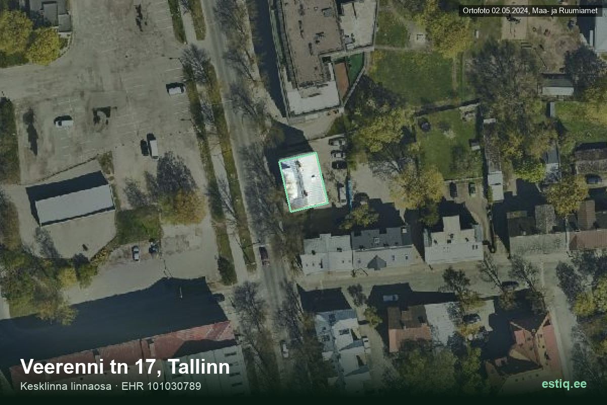 Veerenni tänav 17, Tallinn – hoone aerofoto, kontuur ehitisregistri (EHR) andmetest