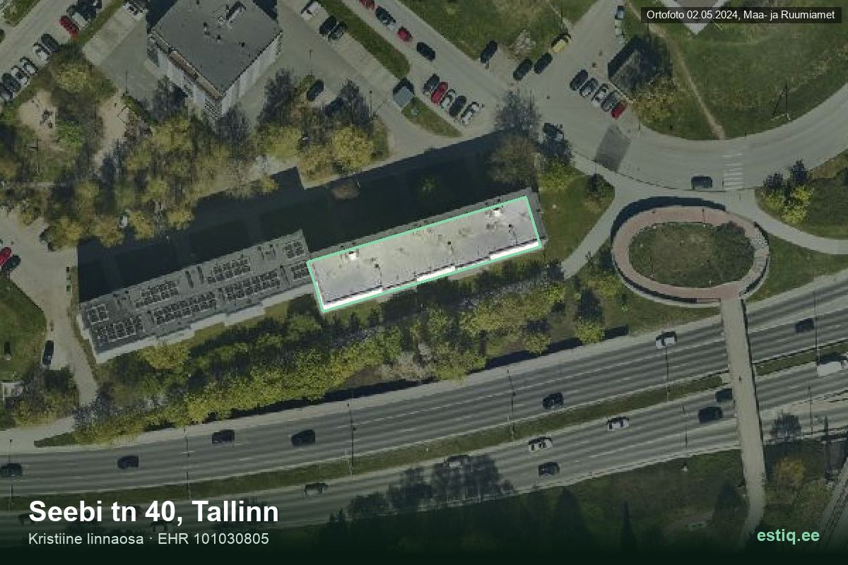 Seebi tänav 40, Tallinn – hoone aerofoto, kontuur ehitisregistri (EHR) andmetest