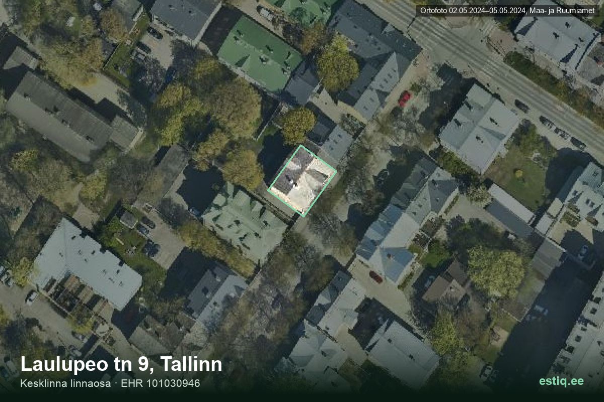 Laulupeo tänav 9, Tallinn – aerial photo of the building, outline from the Building Register (EHR)