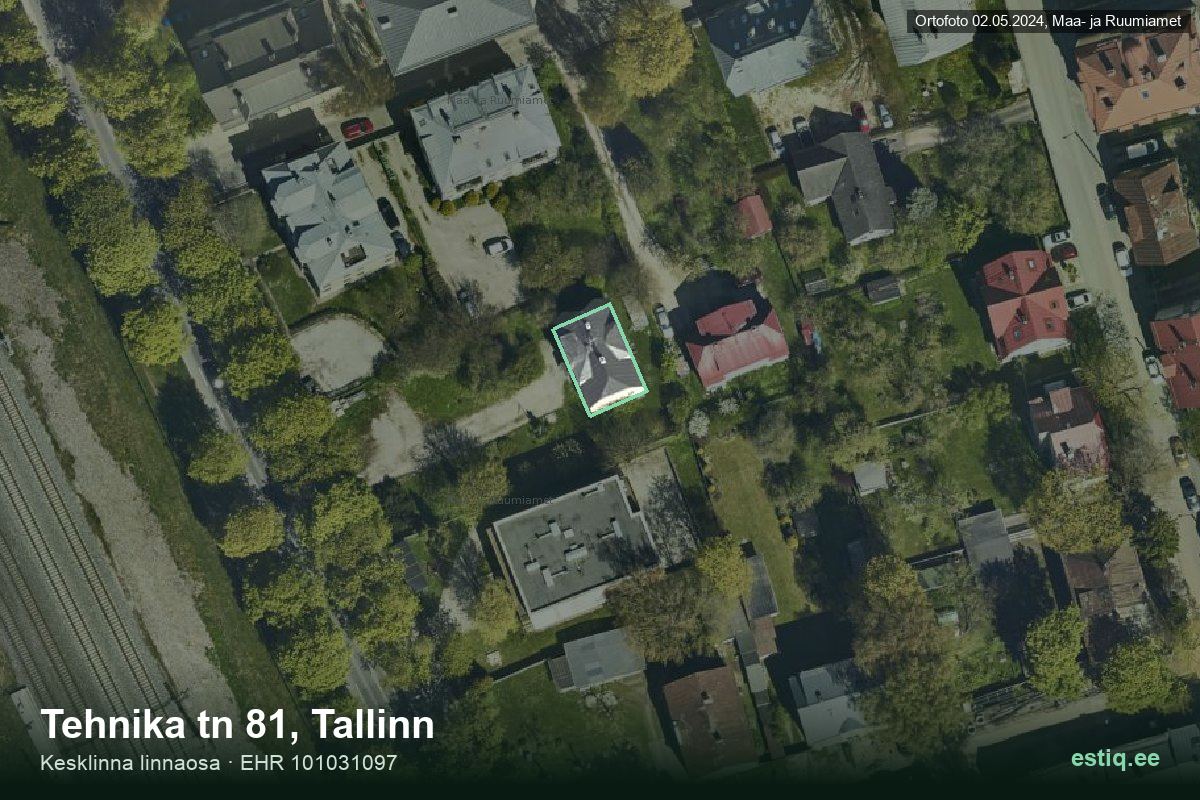 Tehnika tänav 81, Tallinn – аэрофото дома, контур по данным регистра строений (EHR)