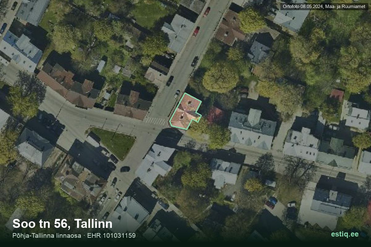 Soo tänav 56, Tallinn – ilmakuva rakennuksesta, ääriviiva rakennusrekisteristä (EHR)