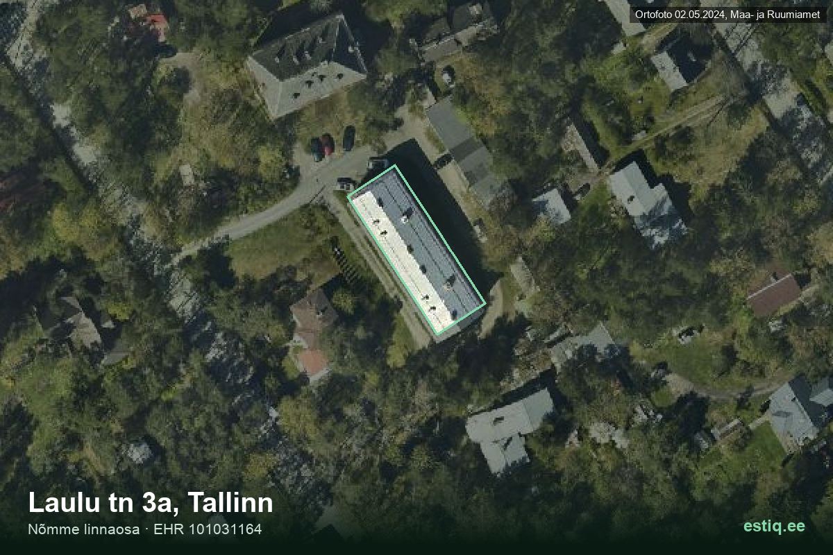 Laulu tänav 3a, Tallinn – ilmakuva rakennuksesta, ääriviiva rakennusrekisteristä (EHR)