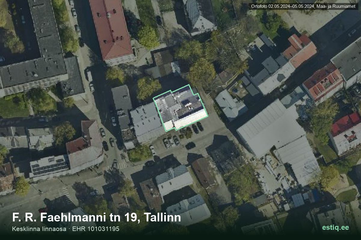 F. R. Faehlmanni tänav 19, Tallinn – ilmakuva rakennuksesta, ääriviiva rakennusrekisteristä (EHR)