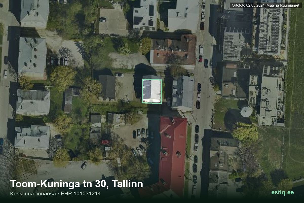 Toom-Kuninga tänav 30, Tallinn – hoone aerofoto, kontuur ehitisregistri (EHR) andmetest