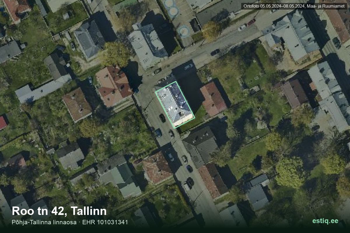 Roo tänav 42, Tallinn – aerial photo of the building, outline from the Building Register (EHR)