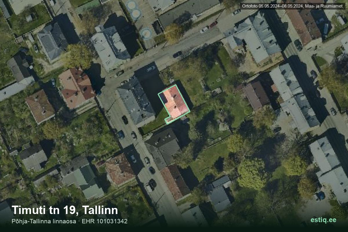 Timuti tänav 19, Tallinn – hoone aerofoto, kontuur ehitisregistri (EHR) andmetest