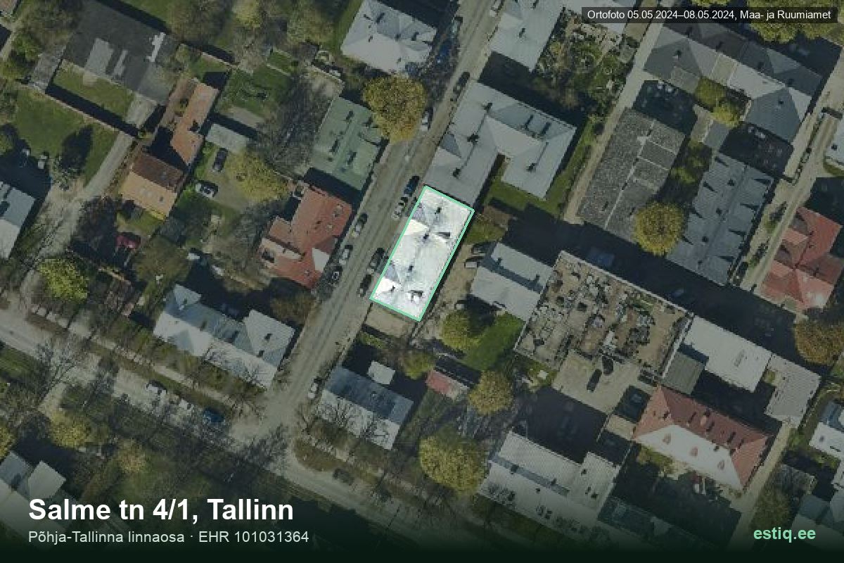 Salme tänav 4/1, Tallinn – hoone aerofoto, kontuur ehitisregistri (EHR) andmetest