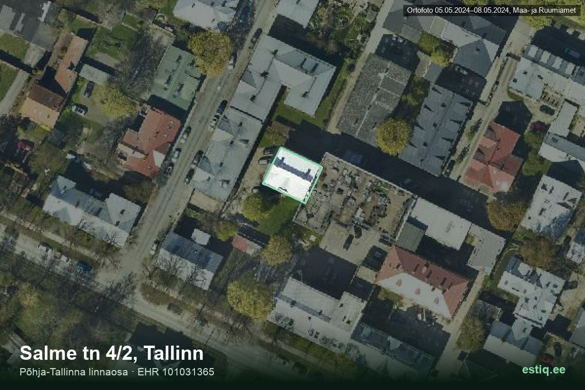 Salme tänav 4/2, Tallinn – hoone aerofoto, kontuur ehitisregistri (EHR) andmetest