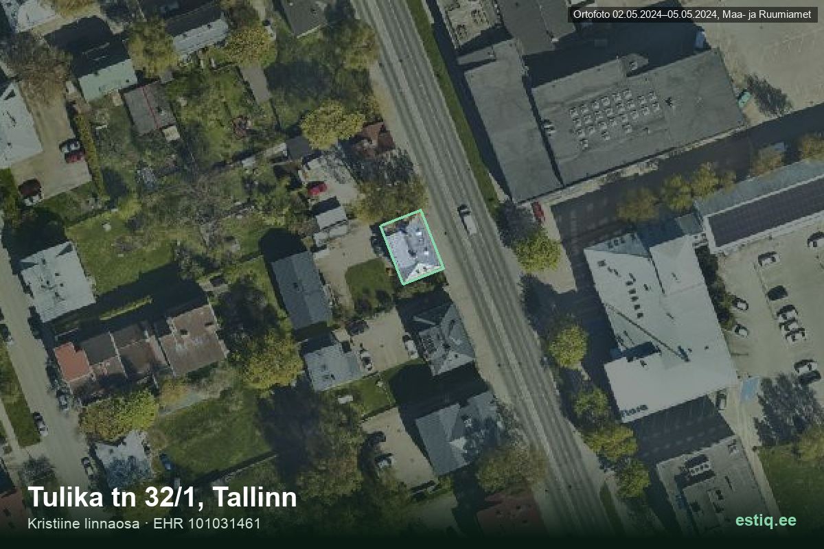 Tulika tänav 32/1, Tallinn – hoone aerofoto, kontuur ehitisregistri (EHR) andmetest