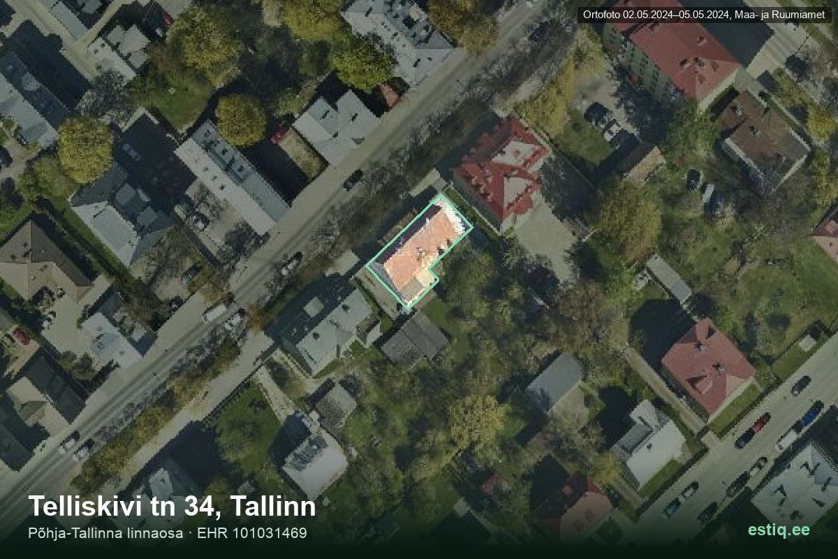 Telliskivi tänav 34, Tallinn – hoone aerofoto, kontuur ehitisregistri (EHR) andmetest