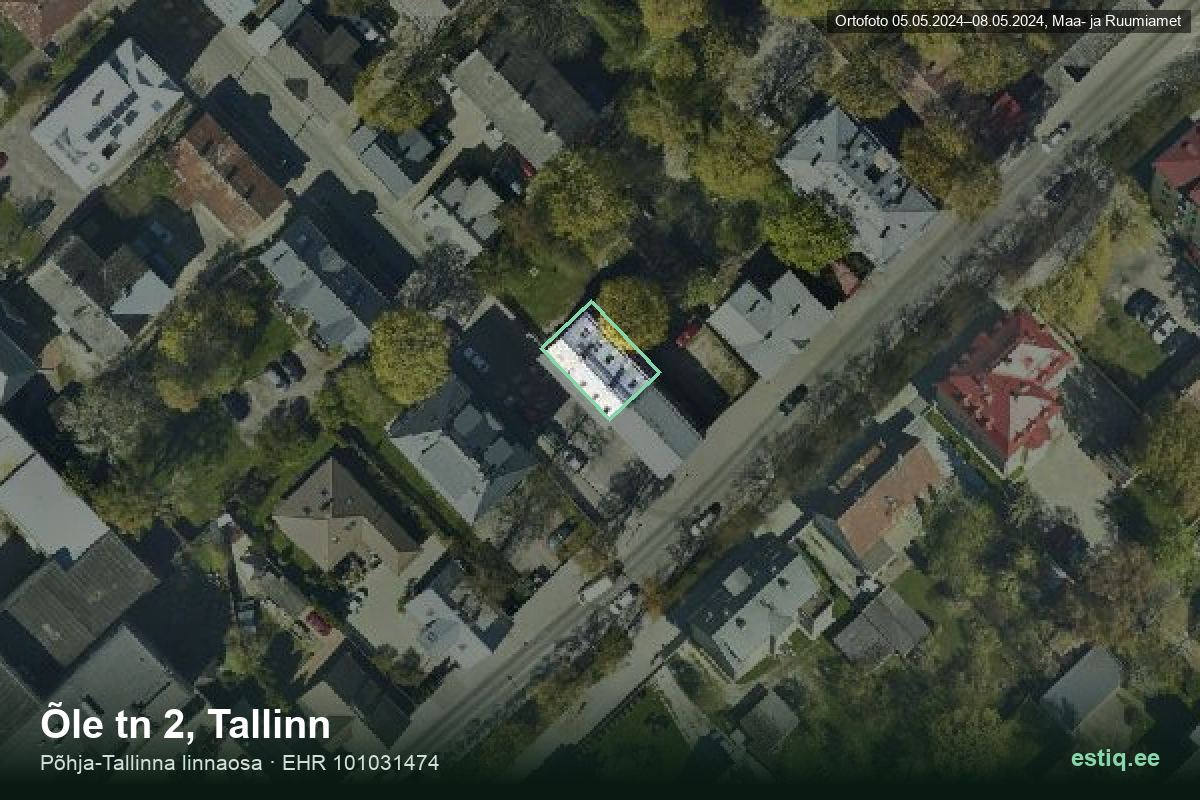 Õle tänav 2, Tallinn – ilmakuva rakennuksesta, ääriviiva rakennusrekisteristä (EHR)