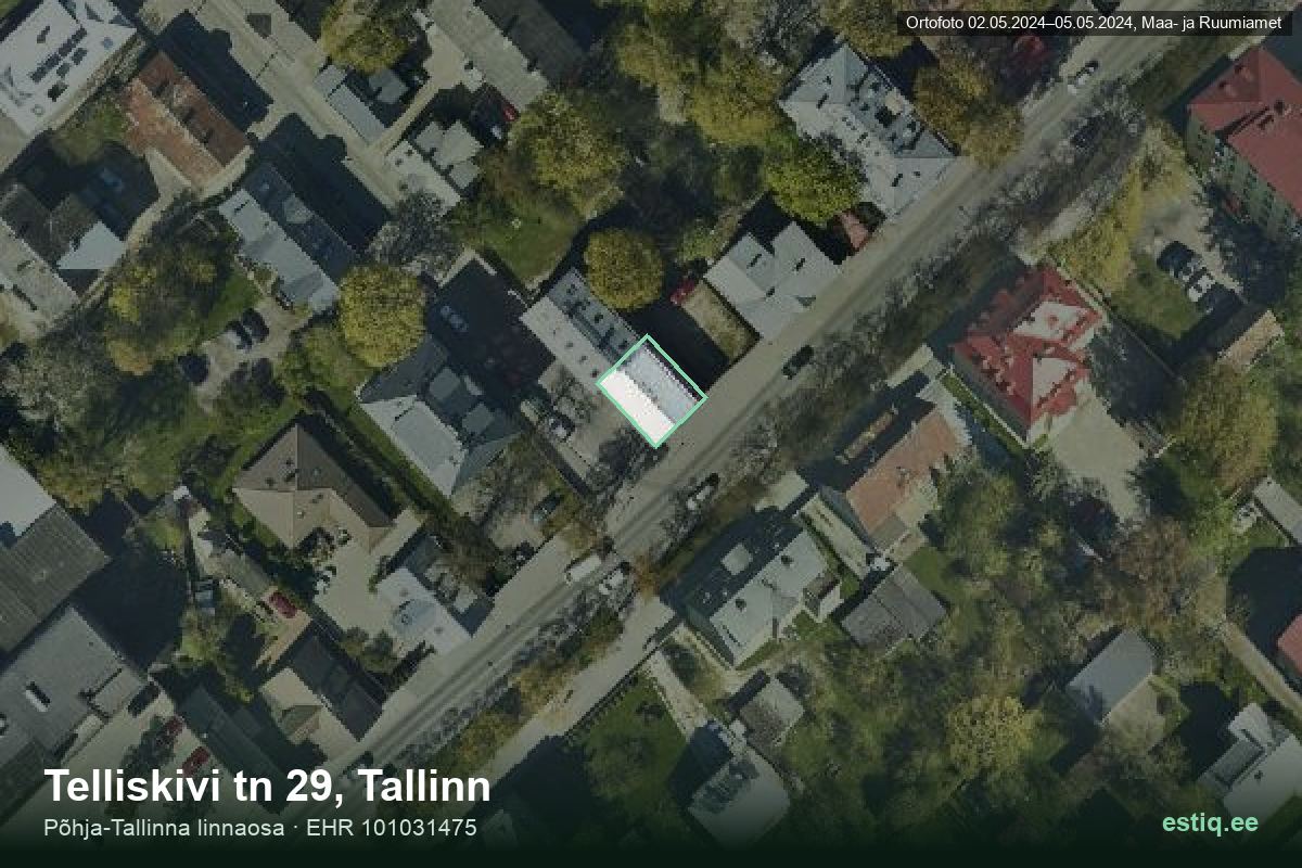 Telliskivi tänav 29, Tallinn – aerial photo of the building, outline from the Building Register (EHR)