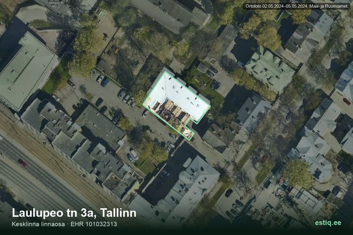 Laulupeo tänav 3a, Tallinn – aerial photo of the building, outline from the Building Register (EHR)