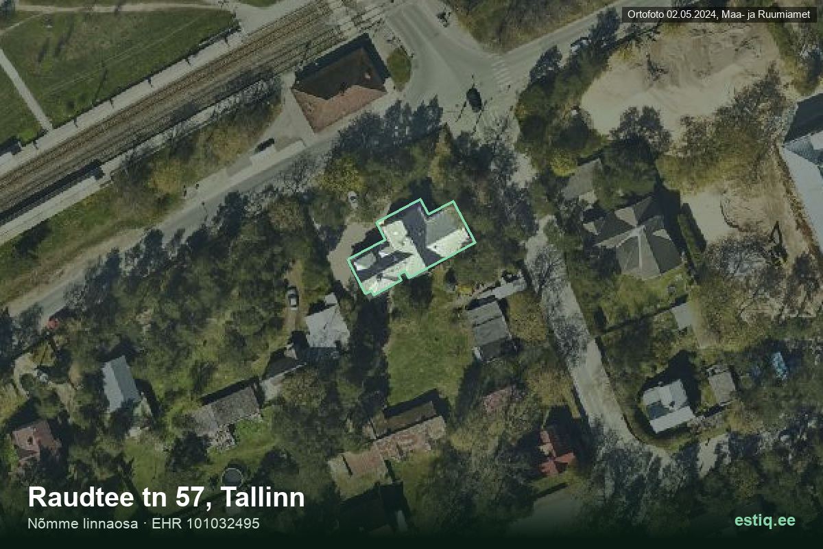 Raudtee tänav 57, Tallinn – hoone aerofoto, kontuur ehitisregistri (EHR) andmetest