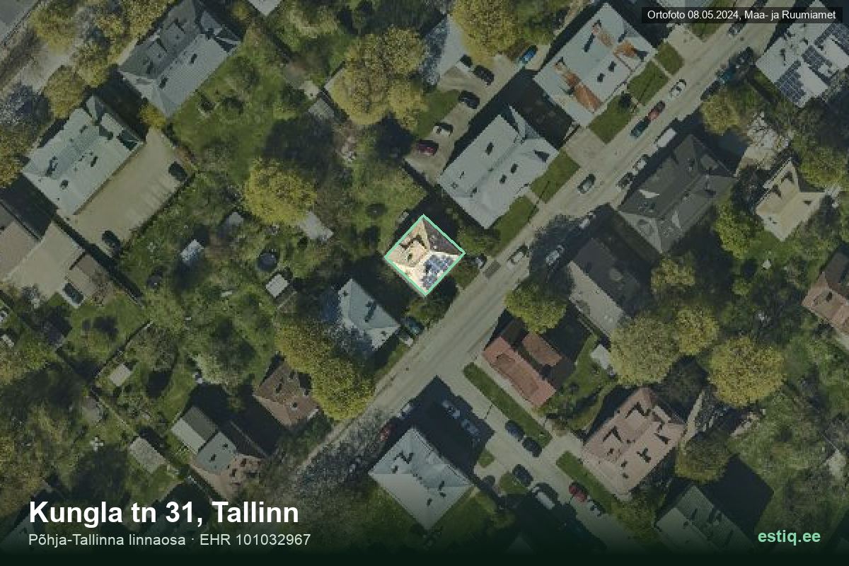 Kungla tänav 31, Tallinn – hoone aerofoto, kontuur ehitisregistri (EHR) andmetest